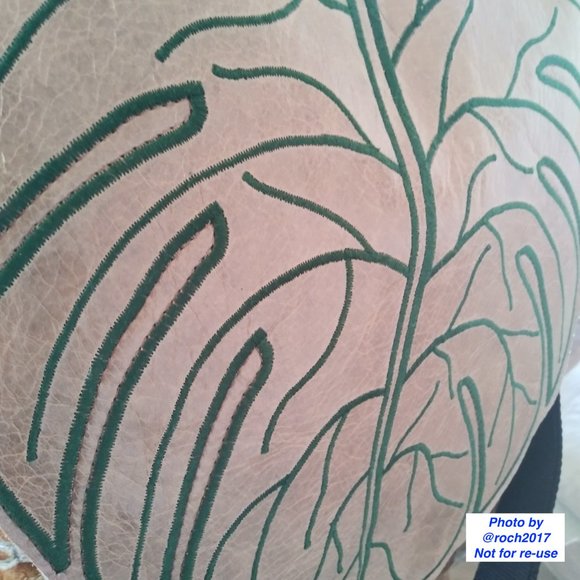 Monstera Leaf Leather Convertible Backpack - Picture 6 of 16